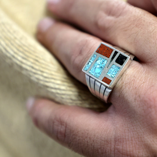 Barerra Infill Ring - Onyx, Turquoise & Red Jasper