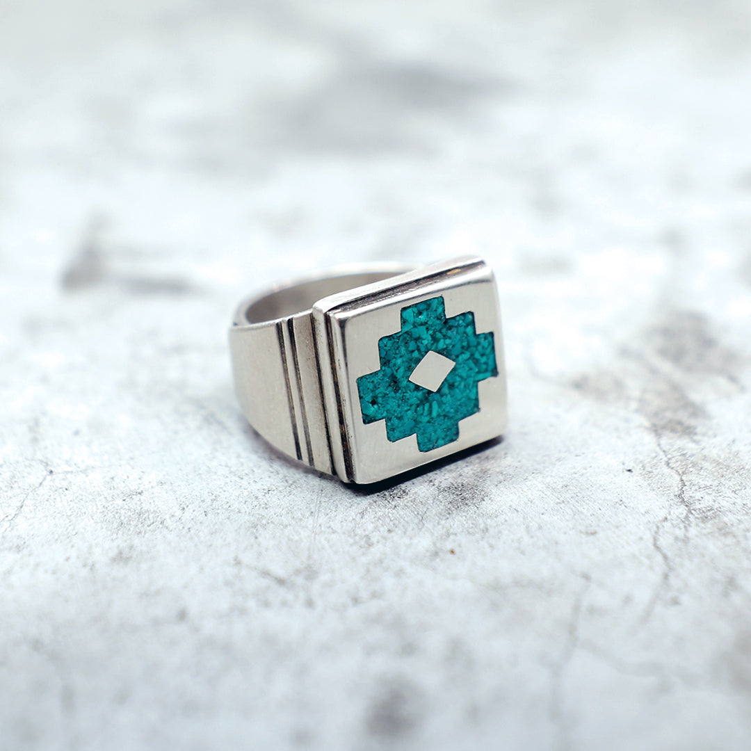 Equis: Turquoise Infill ring - Size 8.5