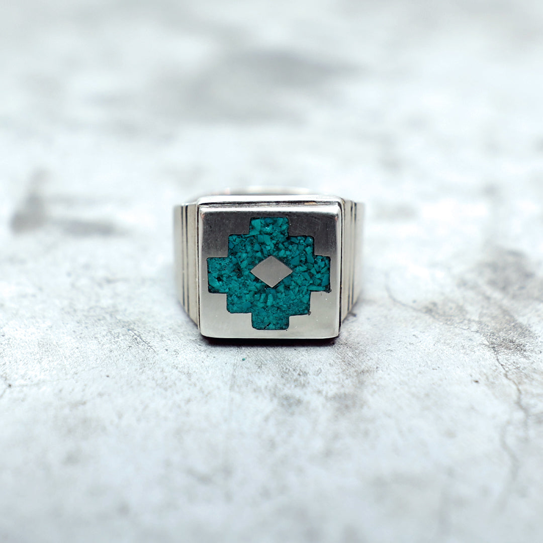 Equis: Turquoise Infill ring - Size 8.5