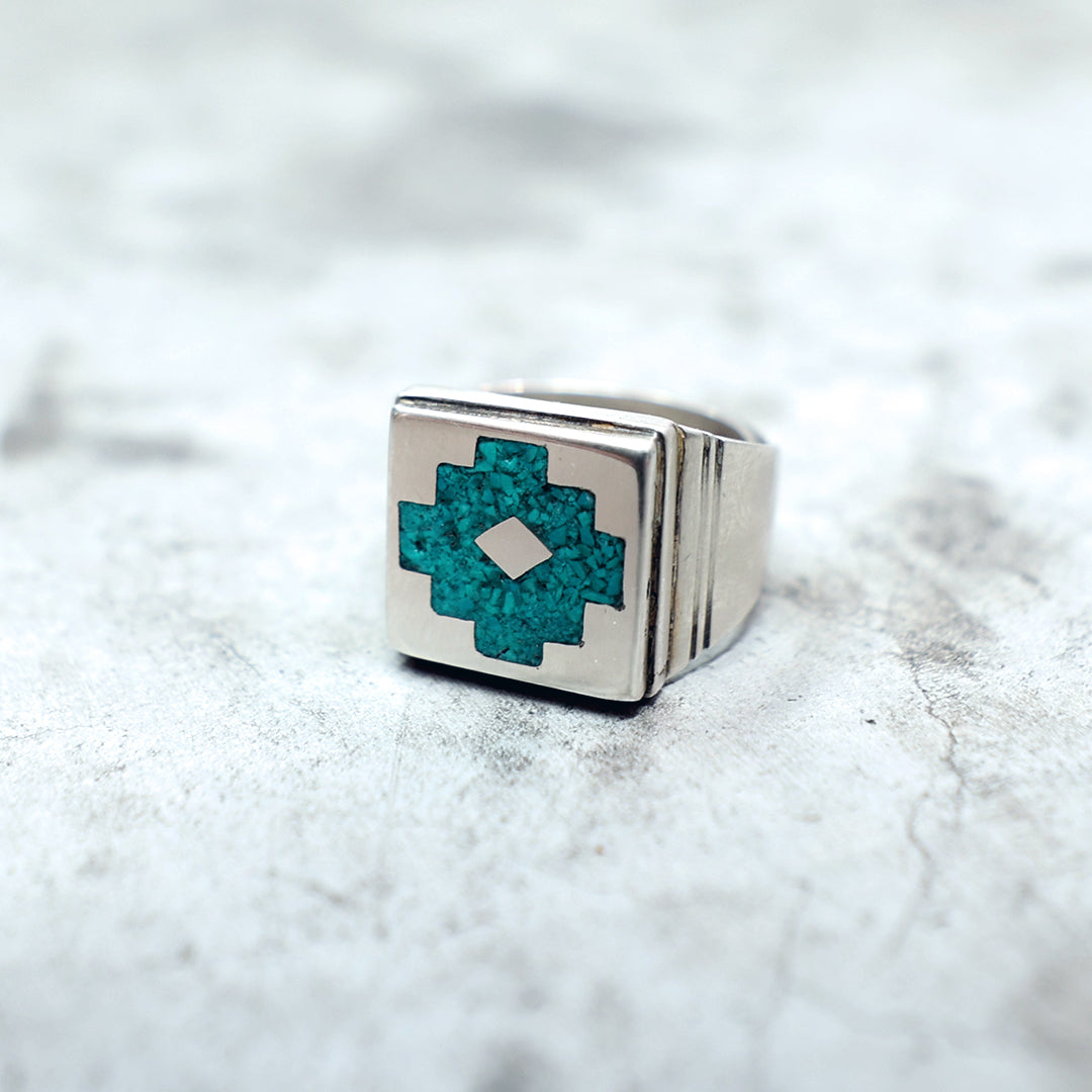 Equis: Turquoise Infill ring - Size 8.5