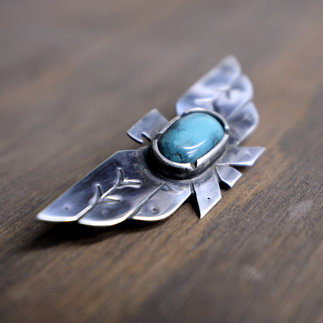 WedgeTail Hat Pin - Sterling silver & Hubei Turquoise