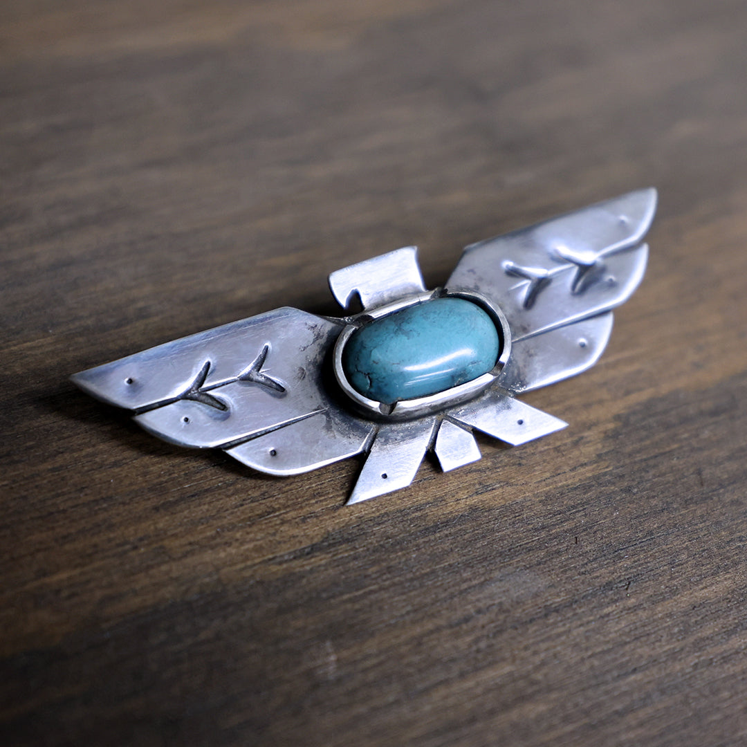 WedgeTail Hat Pin - Sterling silver & Hubei Turquoise