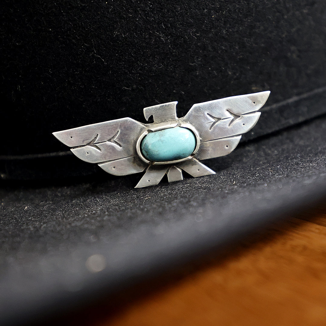 WedgeTail Hat Pin - Sterling silver & Hubei Turquoise